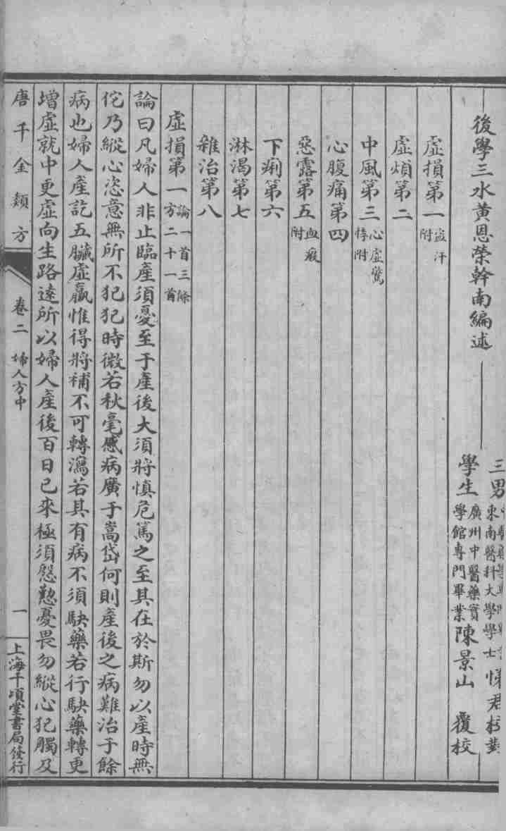 唐千金类方  卷2